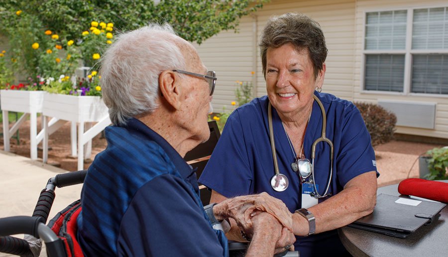 Hospice nurse visiting a person