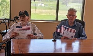 Pinning of Gerald Bradley and Frederick Rogers for Korean Conflict service.