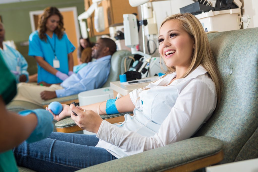 Image of woman preparing to donate blood